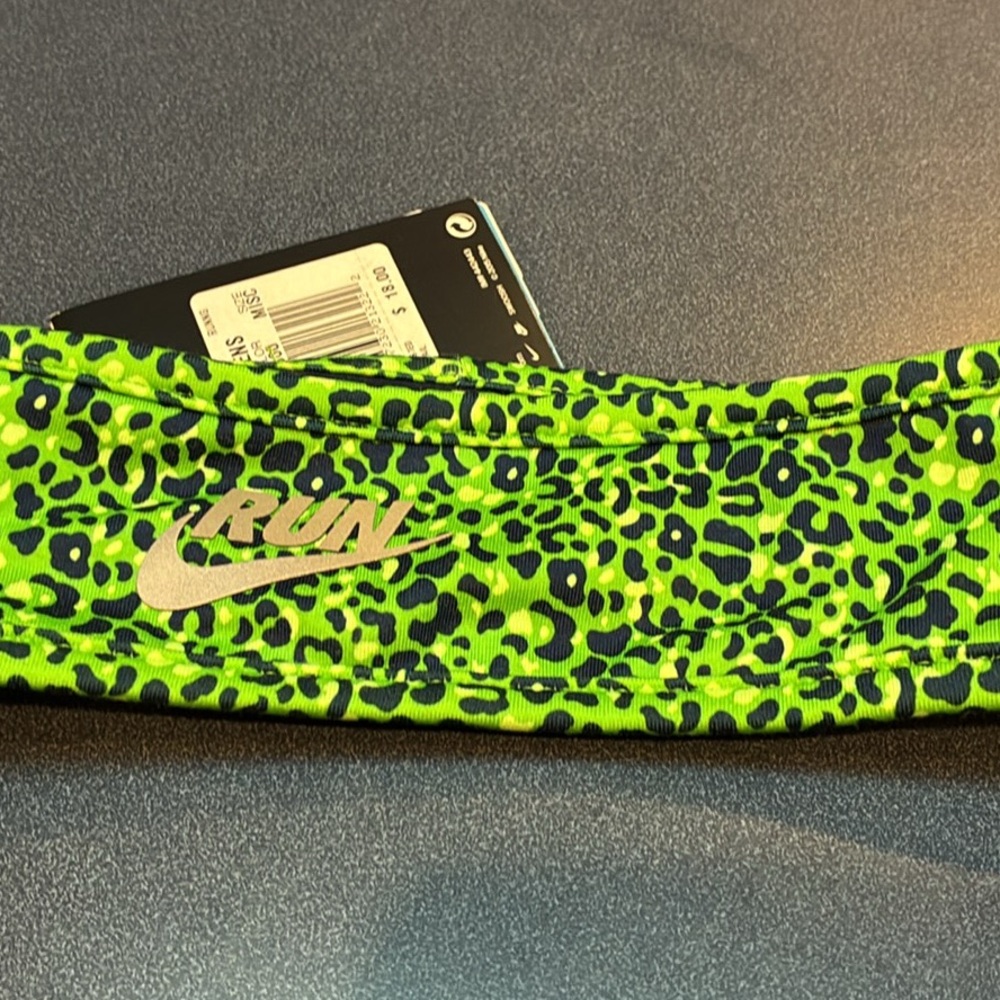 Nike Black and Neon Green Patterned Headband